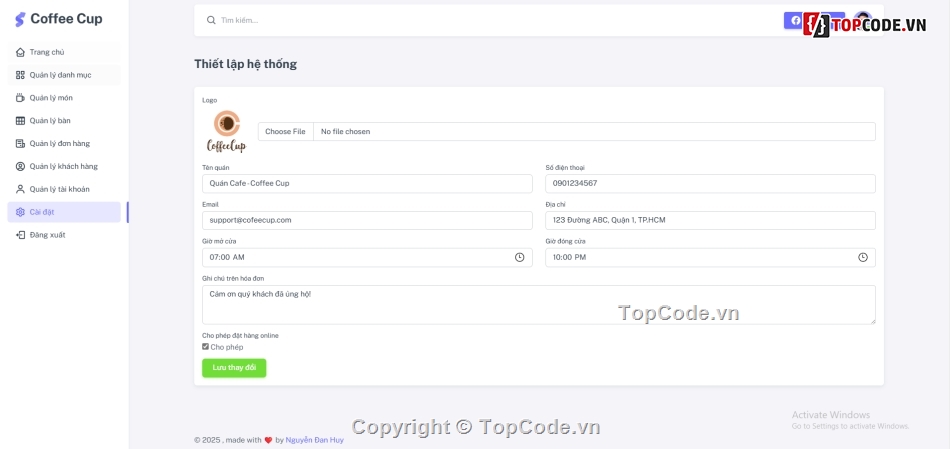 Quản lý cửa hàng cà phề php mysql,Website quản lý,quản lý cà phê,Website quản lý cửa hàng,Web quản lý cửa hàng,cà phê